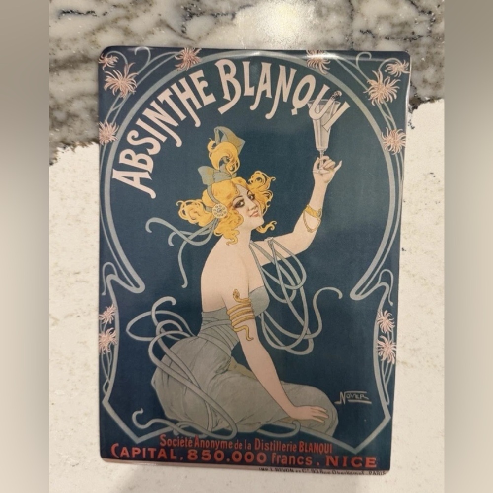 Absinthe Blanoui Vintage Postcard Metal Sign Nice France Liquor Snake